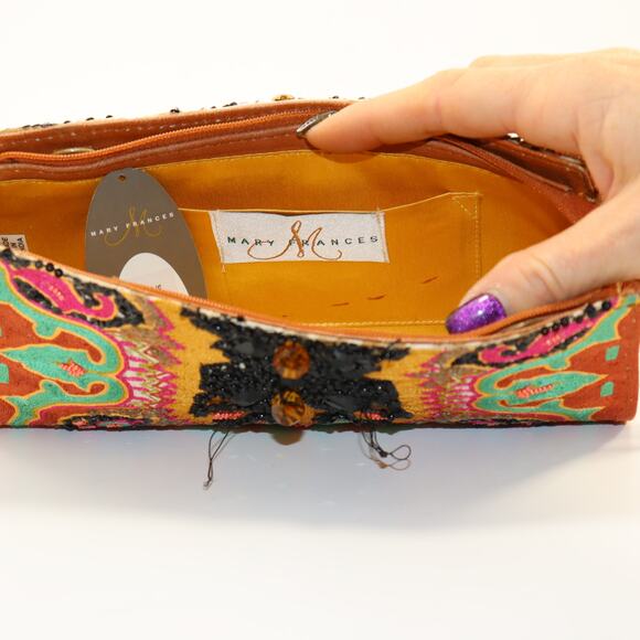 Mary Frances Beaded Embroidered Clutch – Missing Beads, Fair Condition - Picture 6 of 6